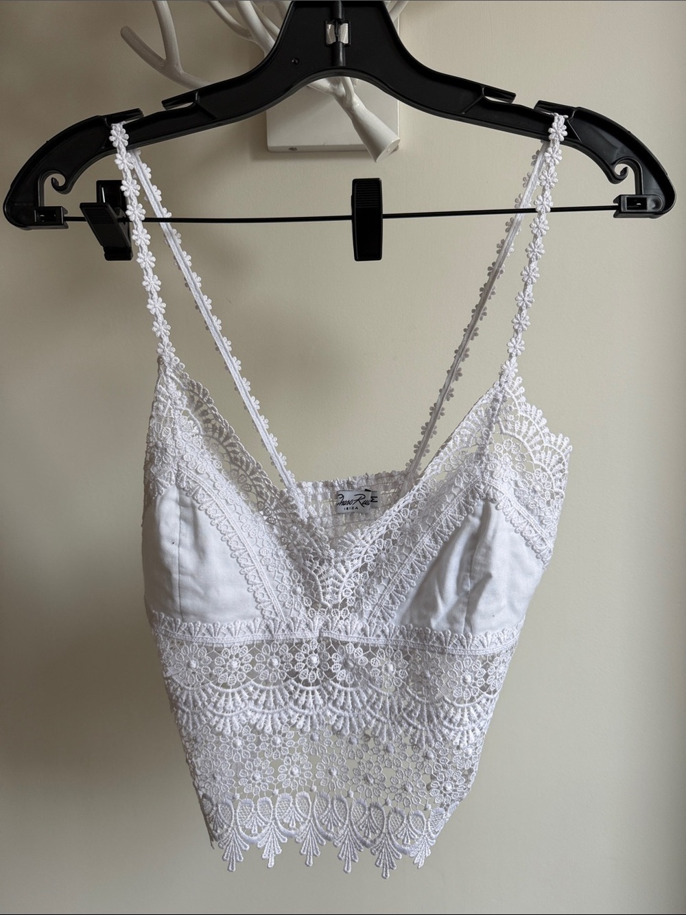 Lace Crochet Camisole Tank Top - White